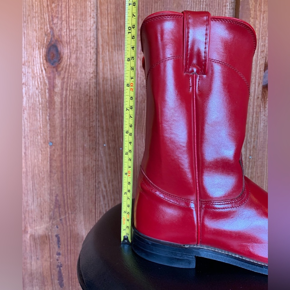 Vintage Justin Roper Red Leather Classic Boots Women’s Size 9B - Picture 14 of 14